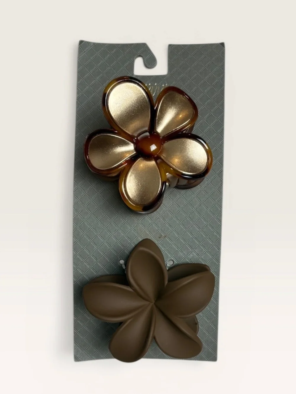 Berry Hair Clips Set of Two ~ Gold and Brown Flower Hair Clips